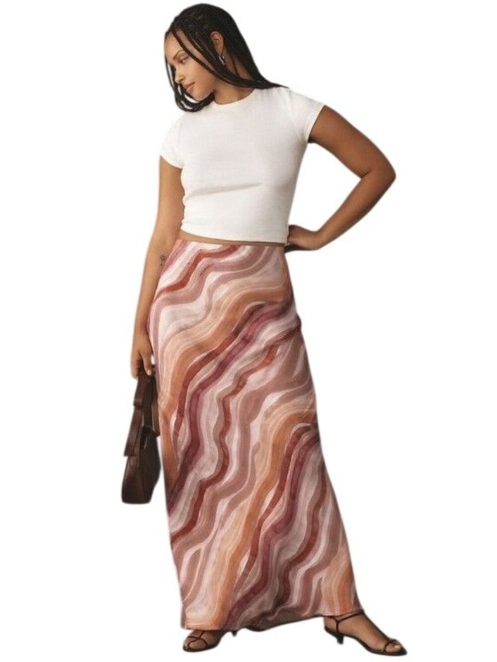 Anthropologie Tilda Wavy Marble Maxi Skirt 2X Flowing Boho Artsy Fall Chic $128